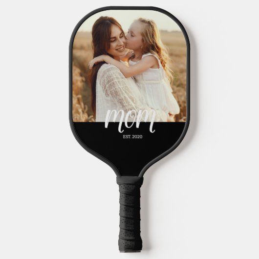 Mom Established Fun Script Photo Pickleball Paddle (Voorkant)