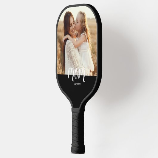 Mom Established Fun Script Photo Pickleball Paddle (Links)