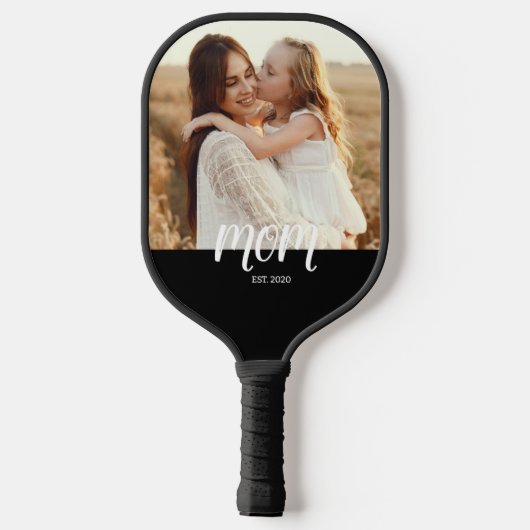 Mom Established Fun Script Photo Pickleball Paddle (Achterkant)