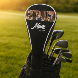 Mom Established Modern Black Photo Golfheadcover