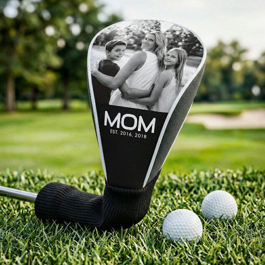 Mom Established Modern Bold Photo Golfheadcover