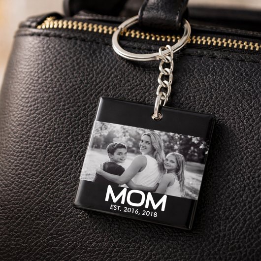 Mom Established Modern Bold Photo Sleutelhanger