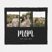 Mom Established Modern Bold Script Black 3 Photo Fleece Deken (Voorkant (Horizontaal))