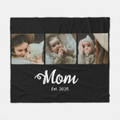 Mom Established Modern Bold Script Black 3 Photo Fleece Deken (Voorkant (Horizontaal))