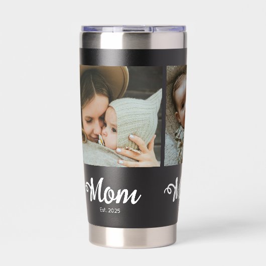 Mom Established Modern Bold Script Black 3 Photo Geïsoleerde Drinkbeker (Voorkant)