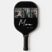 Mom Established Modern Bold Script Black 3 Photo Pickleball Paddle (Achterkant)
