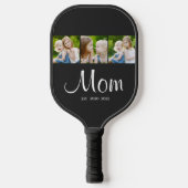Mom Established Modern Bold Script Black 3 Photo Pickleball Paddle (Voorkant)