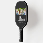 Mom Established Modern Bold Script Black 3 Photo Pickleball Paddle (Links)