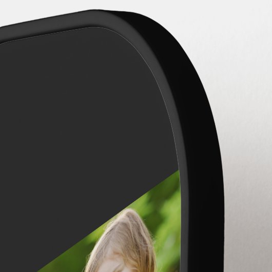 Mom Established Modern Bold Script Black 3 Photo Pickleball Paddle (Links Detail)