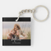 Mom Established Modern Elegant Script Photo Sleutelhanger (Achterkant)