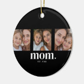 Mom Established Modern Minimal Black 3 Photo Keramisch Ornament (Links)