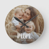 Mom Established Modern Minimal Script Photo Ronde Klok (Voorkant)