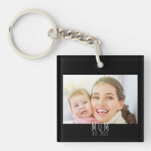 Mom Established Modern Photo Acrylic Keychain