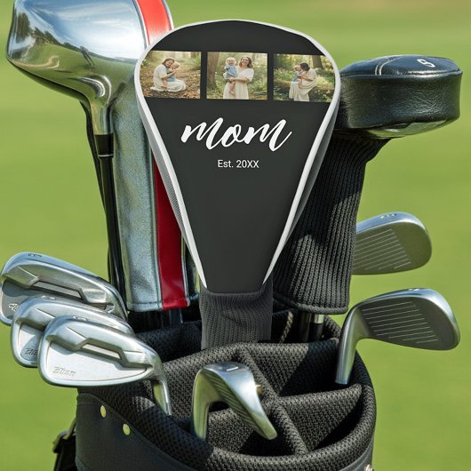 Mom Established Modern Script 3 Photo Golfheadcover