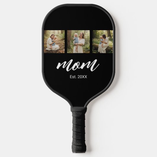 Mom Established Modern Script 3 Photo Pickleball Paddle (Voorkant)
