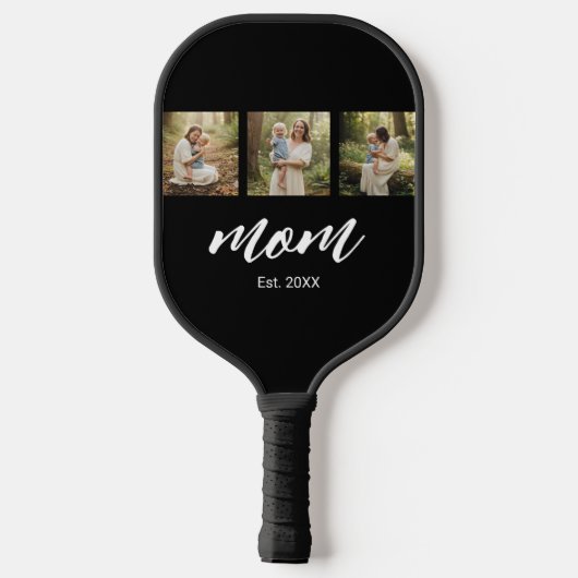 Mom Established Modern Script 3 Photo Pickleball Paddle (Achterkant)