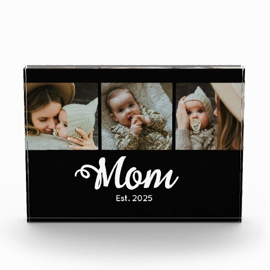 Mom Established Modern Script Black 3 Photo Block Fotoblokken (Voorkant)