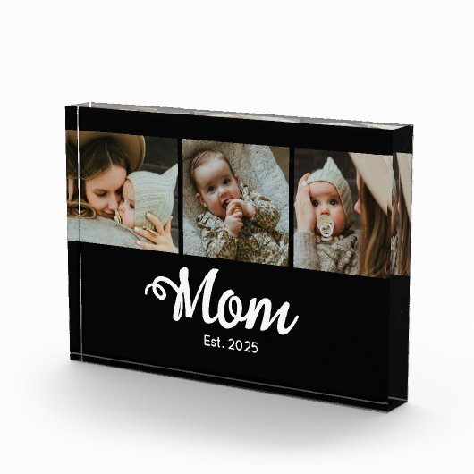 Mom Established Modern Script Black 3 Photo Block Fotoblokken (Rechts)