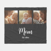 Mom Established Modern Script Black 3 Photo Fleece Deken (Voorkant (Horizontaal))