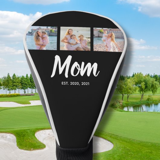 Mom Established Modern Script Black 3 Photo Golfheadcover