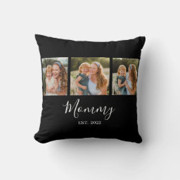 Mom Established Modern Script Black 3 Photo Kussen