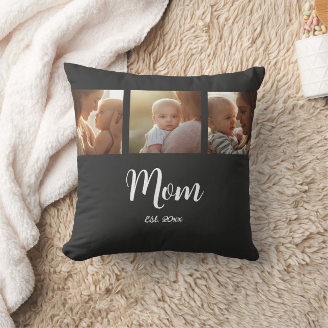 Mom Established Modern Script Black 3 Photo Kussen (Deken)