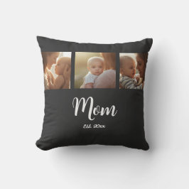 Mom Established Modern Script Black 3 Photo Kussen