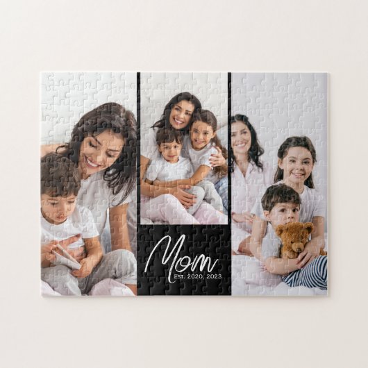 Mom Established Modern Script Black 3 Photo Legpuzzel (Horizontaal)