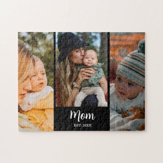 Mom Established Modern Script Black 3 Photo Legpuzzel (Horizontaal)