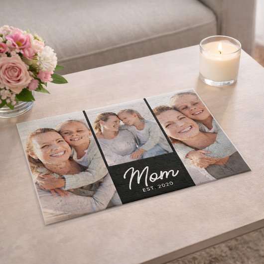 Mom Established Modern Script Black 3 Photo Legpuzzel
