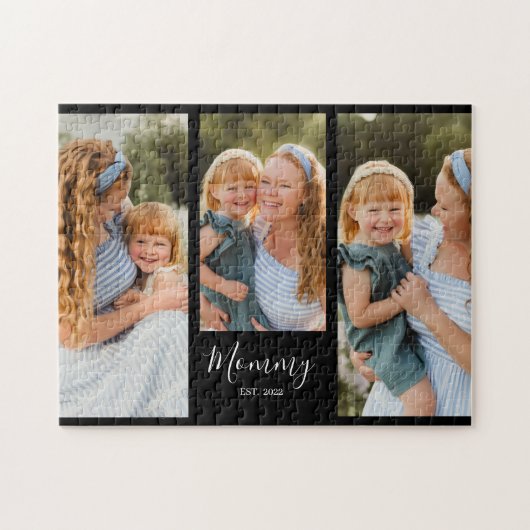 Mom Established Modern Script Black 3 Photo Legpuzzel (Horizontaal)
