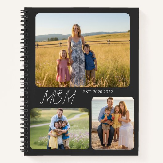 Mom Established Modern Script Black 3 Photo Notitieboek (Voorkant)