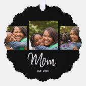 Mom Established Modern Script Black 3 Photo Ornament Kaart (Voorkant)