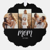 Mom Established Modern Script Black 3 Photo Ornament Kaart (Achterkant)
