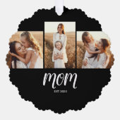 Mom Established Modern Script Black 3 Photo Ornament Kaart (Voorkant)