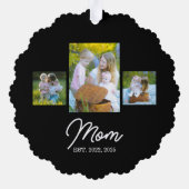 Mom Established Modern Script Black 3 Photo Ornament Kaart (Achterkant)