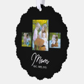 Mom Established Modern Script Black 3 Photo Ornament Kaart (Links)
