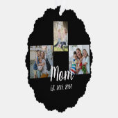 Mom Established Modern Script Black 3 Photo Ornament Kaart (Rechts)