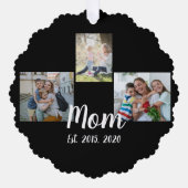 Mom Established Modern Script Black 3 Photo Ornament Kaart (Voorkant)