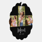 Mom Established Modern Script Black 3 Photo Ornament Kaart (Rechts)