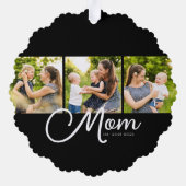 Mom Established Modern Script Black 3 Photo Ornament Kaart (Achterkant)