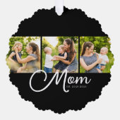 Mom Established Modern Script Black 3 Photo Ornament Kaart (Voorkant)