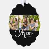 Mom Established Modern Script Black 3 Photo Ornament Kaart (Links)