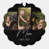 Mom Established Modern Script Black 3 Photo Ornament Kaart (Voorkant)
