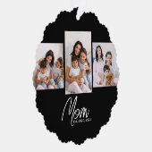 Mom Established Modern Script Black 3 Photo Ornament Kaart (Rechts)