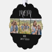 Mom Established Modern Script Black 3 Photo Ornament Kaart (Links)