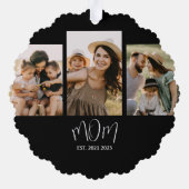 Mom Established Modern Script Black 3 Photo Ornament Kaart (Achterkant)