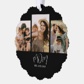 Mom Established Modern Script Black 3 Photo Ornament Kaart (Links)