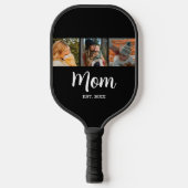 Mom Established Modern Script Black 3 Photo Pickleball Paddle (Voorkant)