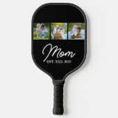 Mom Established Modern Script Black 3 Photo Pickleball Paddle (Achterkant)